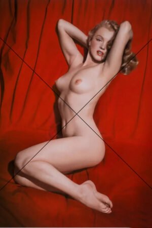 Marilyn Monroe Nude on Red Bed Vintage Glamour Print, 3 of a Set of 3 6" x 4" Digital Download