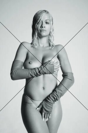 Rita Ora Artistic Black And White Topless Pose 6" x 4" Digital Download