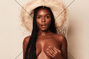 Janelle Monae Topless Wearing Straw Hat 6" x 4" Digital Download