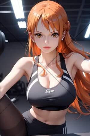 Fitness Anime Girl in Gym Outfit Cartoon Photo Print 6" x 4"