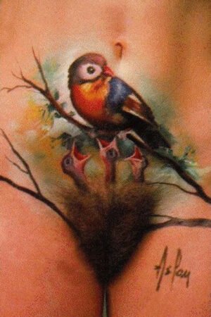 Bird Nest Tattoo Over Pubic Hair – 6" x 4" Photo Print